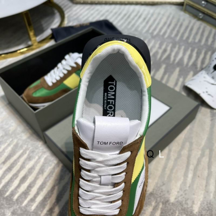 Tom Ford Semiš Eco-Příjemný Materiál James Tenisky V Hnědé/Zelené/Žluté