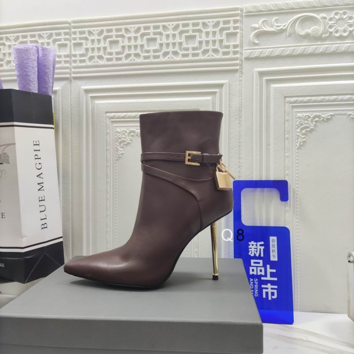 Tom Ford 10,5 cm Kožený visací Zámek Kotníkové boty V Hnědé