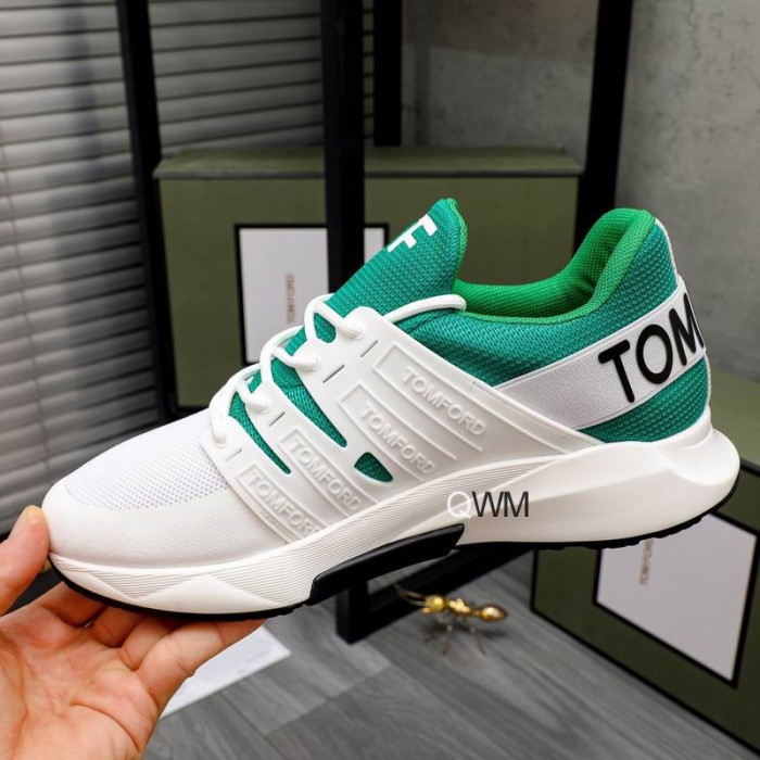Tom Ford Nylon Mesh Šněrovací Low-Top Tenisky V Bílé/Zelené