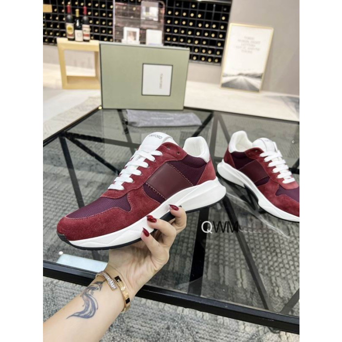 Tom Ford Black Technické Low-Top Tenisky V Červené Barvě