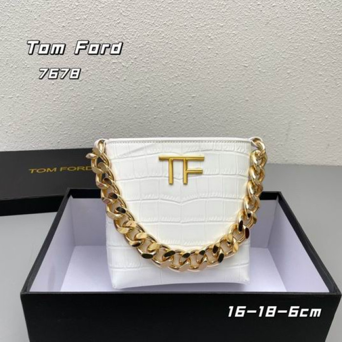 Tom Ford Tlustý Řetěz Krokodýlí Vzor Podpaží Taška V Bílé Barvě