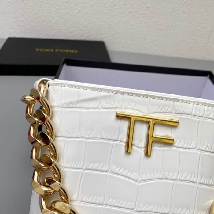 Tom Ford Tlustý Řetěz Krokodýlí Vzor Podpaží Taška V Bílé Barvě