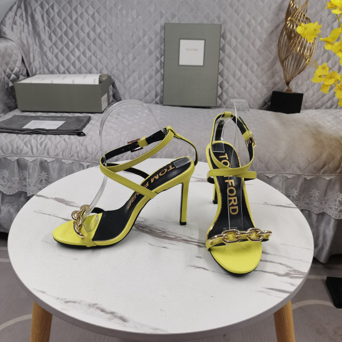 Tom Ford 10,5 cm Kožený Zlatý Řetěz Sandál V barvě Žluté