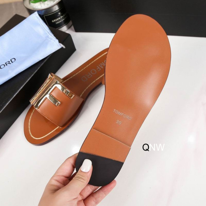 Tom Ford Kůže TF Logo Ploché Sklíčko Hnědé