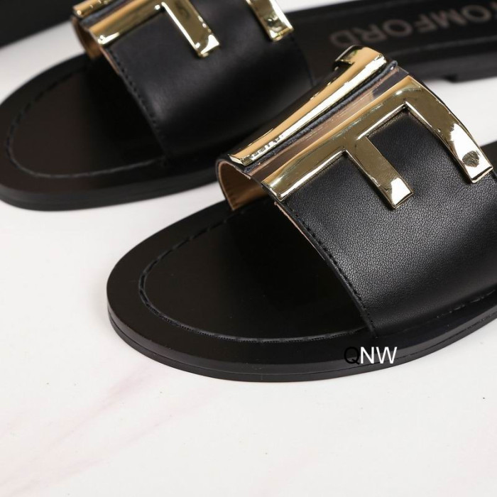 Tom Ford Kůže TF Logo Ploché Sklíčko V Černé barvě