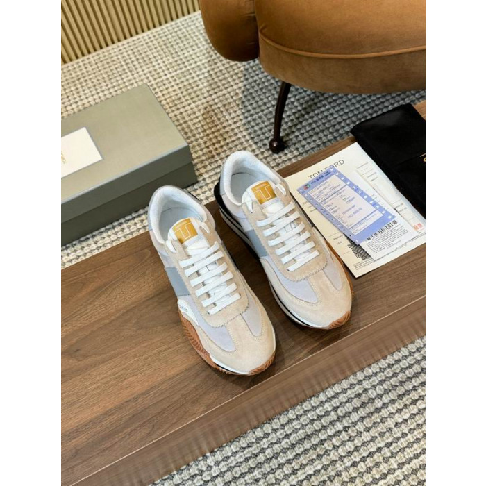 Tom Ford Semiš Technické Tkaniny James Tenisky Ve Světle Hnědé 031