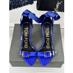 Tom Ford 10 cm Hedvábí Stuha Sandály V Modré barvě