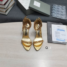 Tom Ford Lakované Kůže Kovové Řetězce Špičaté Sandály Ve Zlatě