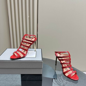 Tom Ford 10cm Tištěné Krokodýl v Kleci Kožené Sandály V Červené barvě