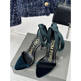 Tom Ford 10 cm Hedvábí Stuha Samet Sandály V Zelené