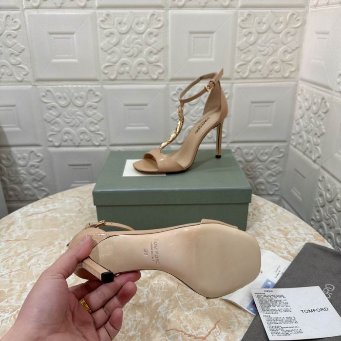 Tom Ford 10,5 cm Kæde T-Rem Krokodille-Præget Sandal I Nude