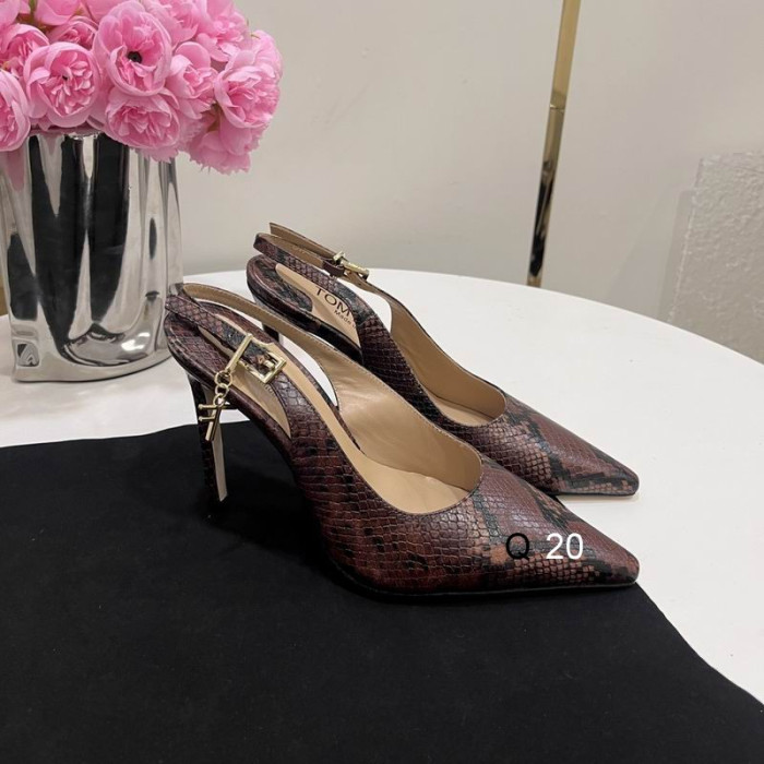 Tom Ford 10cm Angelina Slingback Sko i Præget Python I Brun