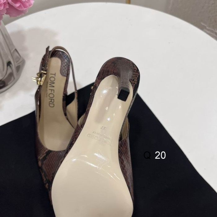 Tom Ford 10cm Angelina Slingback Sko i Præget Python I Brun