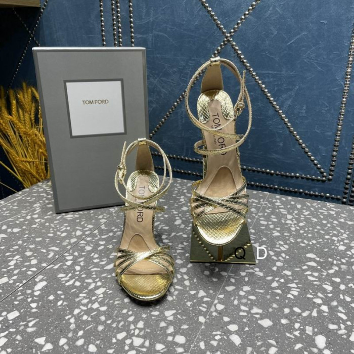Tom Ford 10,5 cm Lamineret Stemplet Python Ida Sandal I Guld