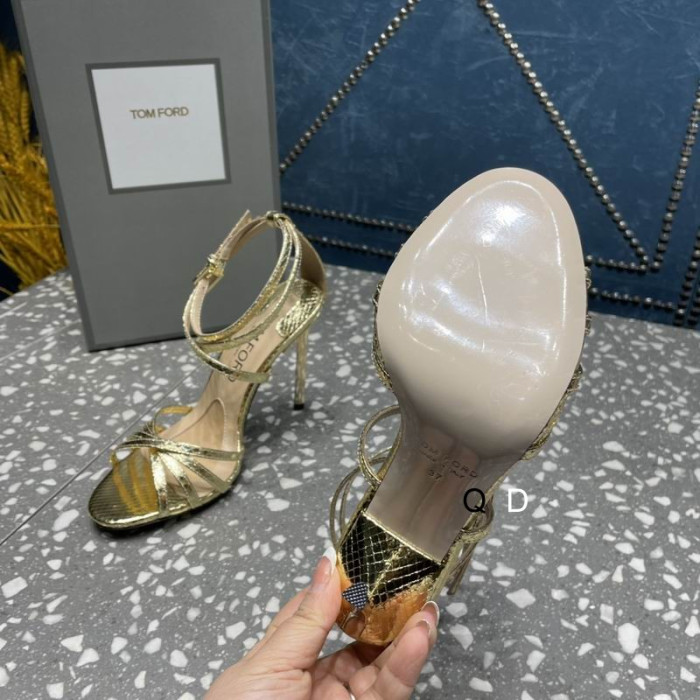 Tom Ford 10,5 cm Lamineret Stemplet Python Ida Sandal I Guld
