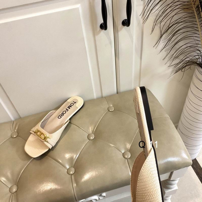 Tom Ford Firben Logo Plak Flad Sandal I Abrikos
