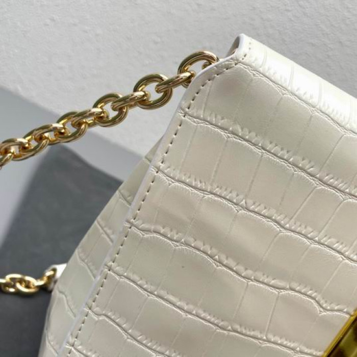 Tom Ford Dame Krokodille Skulder Taske I Hvid
