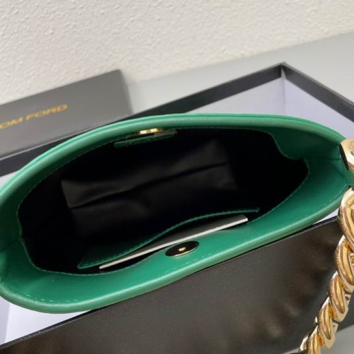 Tom Ford Tyk Kæde Krokodille Mønster Underarm Taske I Grøn