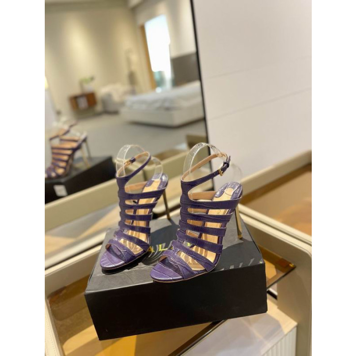 Tom Ford 10,5 cm Skinnende Stemplet Krokodille Læder Paradis Cage Sandal I Lilla
