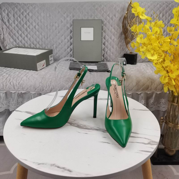 Tom Ford 10,5 cm Skinnende Læder Angelina Slingback I Grøn