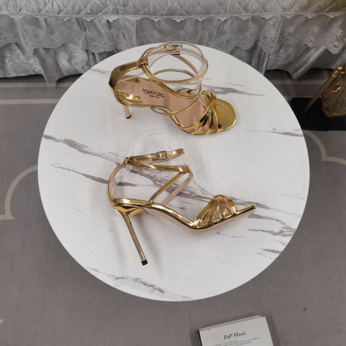 Tom Ford 11cm Patent Læder Ida Sandal I Guld