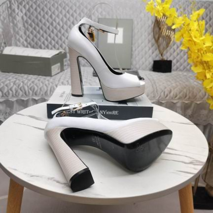 Tom Ford 14,5 cm Åben Tå Platform Hæle I Hvid 