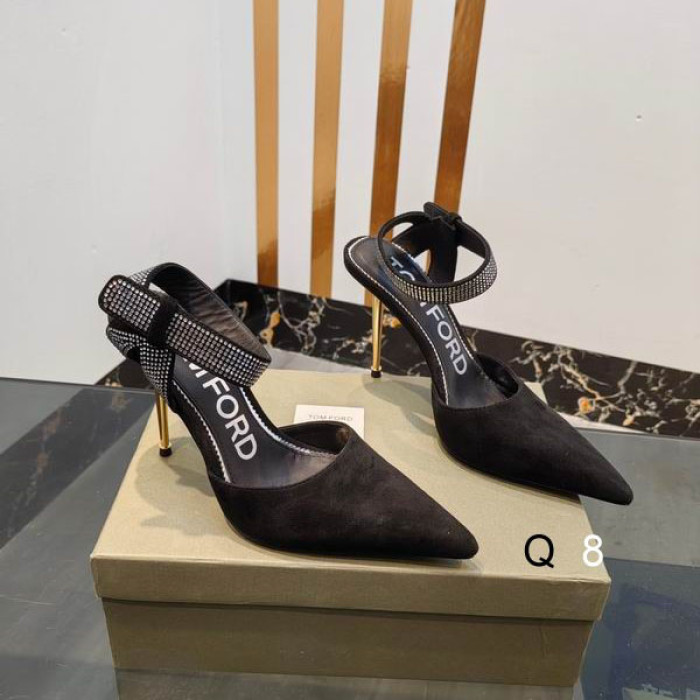 Tom Ford Velvet Asymmetrisk Crystal Sandal I Black01