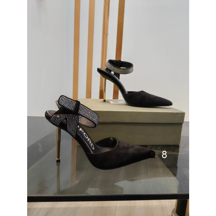 Tom Ford Velvet Asymmetrisk Crystal Sandal I Black01