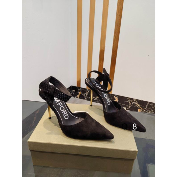 Tom Ford Velvet Asymmetrisk Crystal Sandal I Black03