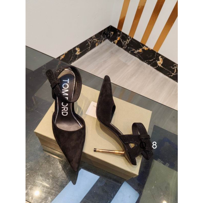 Tom Ford Velvet Asymmetrisk Crystal Sandal I Black03