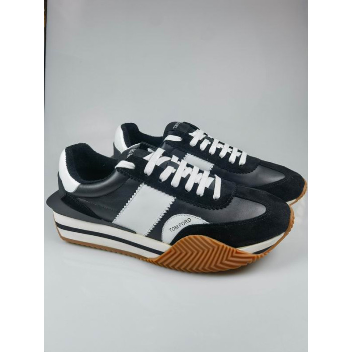 Tom Ford Ruskind Teknisk Stof James Sneaker I Sort/Hvid 017
