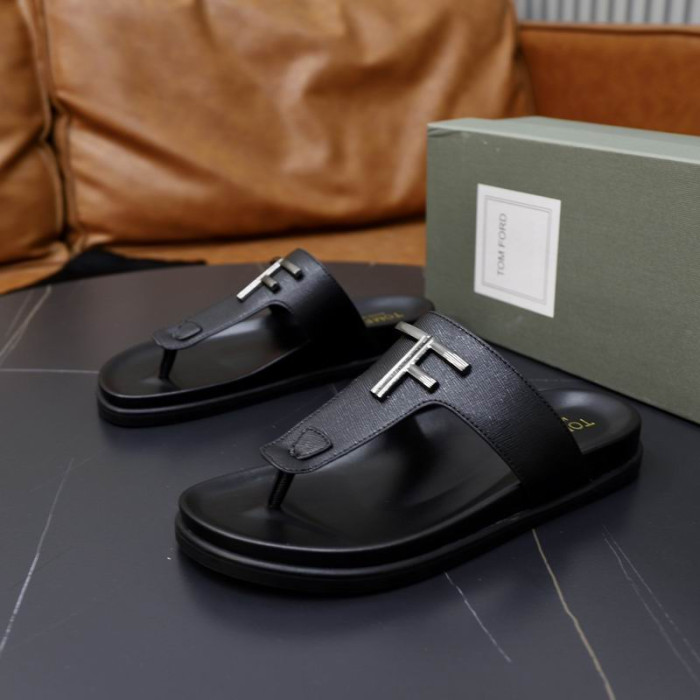 Tom Ford Mænds Læder Flip Flops I Black03