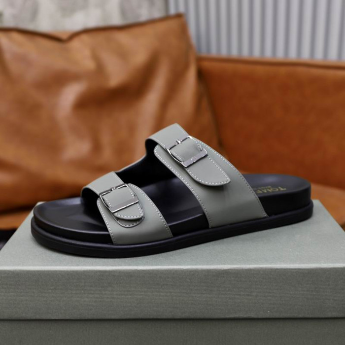 Tom Ford Mænds Læder Flip Flops I Grey02