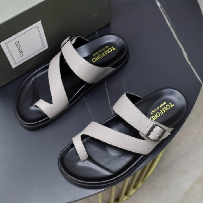 Tom Ford Mænds Læder Flip Flops I Hvid