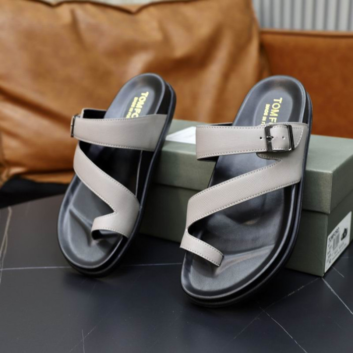 Tom Ford Mænds Læder Flip Flops I Hvid