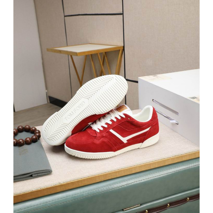 Tom Ford Mænds Casual Sneakers I Hvid/Rød