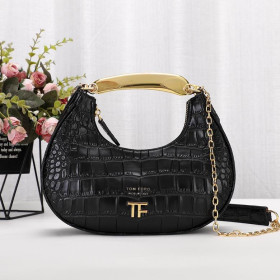 Tom Ford Dame Mini-Krokodille Mønster Skulder Taske I Sort