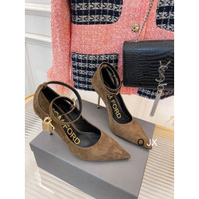 Tom Ford Velvet Hængelås Ankle Wrap Spidse Tå Pumper I Brun