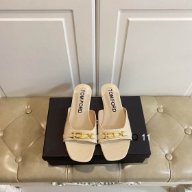 Tom Ford Firben Logo Plak Flad Sandal I Abrikos
