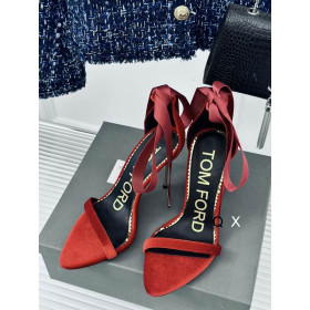 Tom Ford 10cm Silke Bånd, Fløjl Sandal I Rød