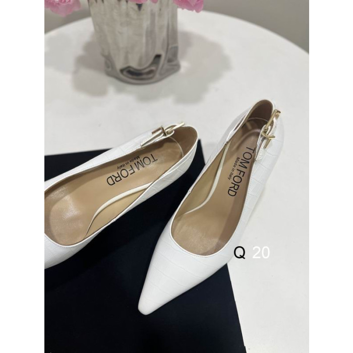 Tom Ford 10cm Gestempeld Krokodil Lederen Angelina Pomp In het Wit