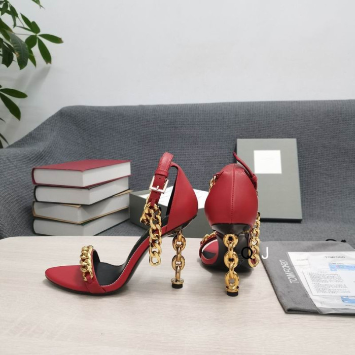 Tom Ford Lederen Metalen Ketting Wees Sandaal Rood