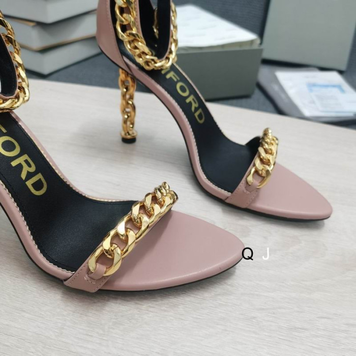 Tom Ford Lederen Metalen Ketting Wees Sandaal Roze