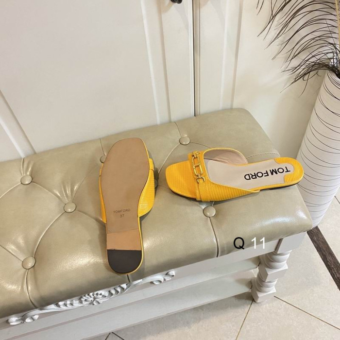 Tom Ford Hagedis Logo-Plaque Platte Sandaal In Geel