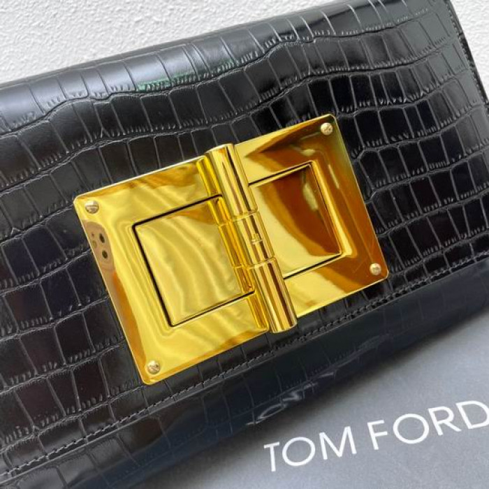 Tom Ford-Womens Krokodil Schoudertas In Zwart