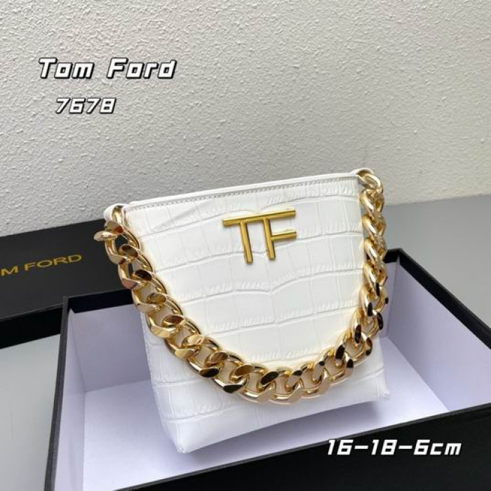 Tom Ford Dikke Ketting Krokodil Patroon Oksel Bag In Het Wit