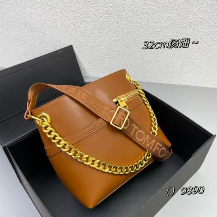 Tom Ford In Reliëf Shoulder Bag In Bruin
