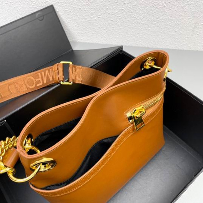 Tom Ford In Reliëf Shoulder Bag In Bruin