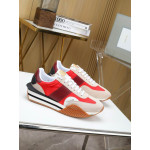 Tom Ford Suede Technische Stof James Sneaker In Rood/Grijs 034