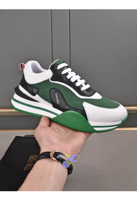 Tom Ford Leer Low-Top Sneaker In Het Groen